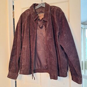 Vintage Y2K Genuine Leather Suede Bomber Jacket Men's XL RBM Outdoor Collection